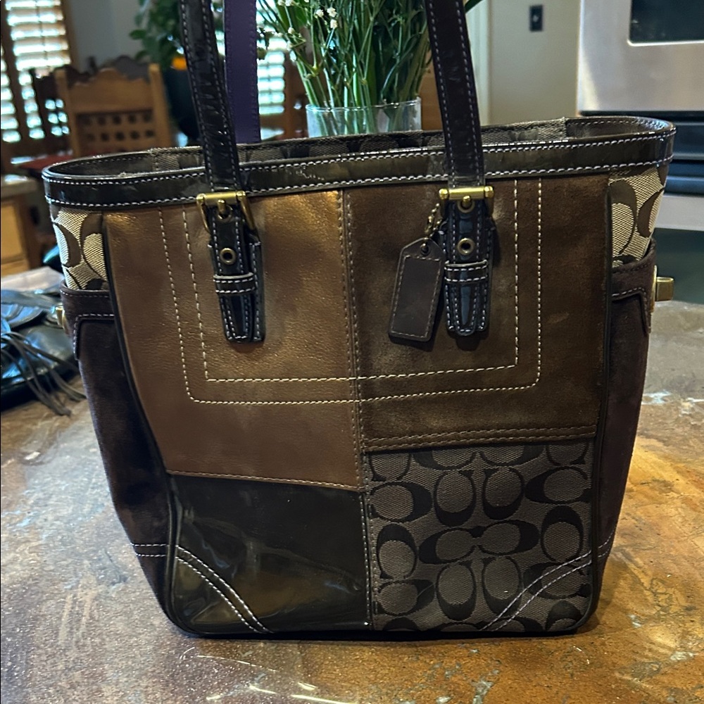 Coach Multicolor Patchwork Tote With Purple Insid… - image 2